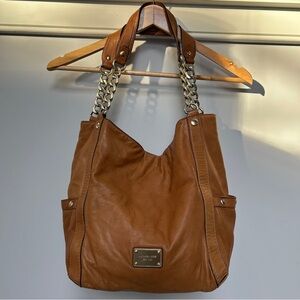 Michael Kors Tan Soft Leather Hobo Shoulder Bag with Chain Straps